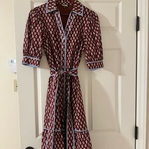 THML Women's Burgundy and White Patterned Dress size XS